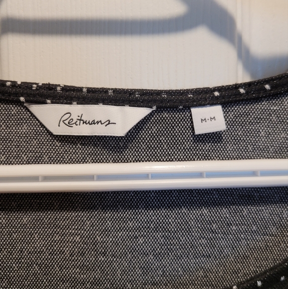 Reitmans bell sleeve top. Black with tiny white polka dots. Never worn. (US Med) - Picture 5 of 7